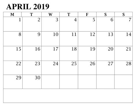 April Calendar Template Excel Templatevercelapp