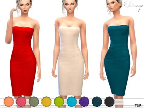Ekineges Strapless Midi Tube Dress Sims 4 Updates ♦ Sims 4 Finds