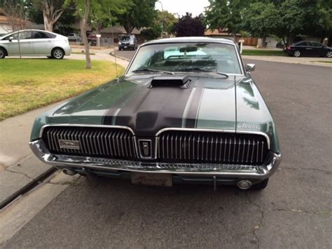 Mercury Cougar Coupe 1968 Fj Green With Racing Stripes For Sale 1968