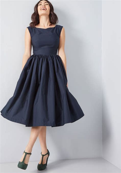 Modcloth Fabulous Fit And Flare Dress With Pockets In Navy Navy Flare