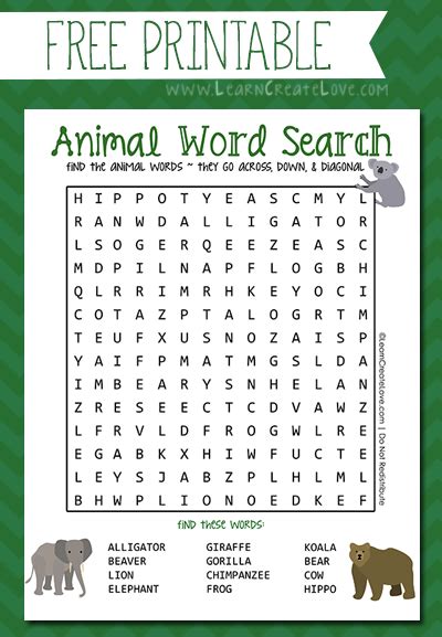Animal Word Search Free Printable Printable Templates