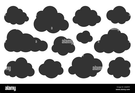 Clouds Black Silhouette Icon Set Glyph Vector Symbol Of Weather