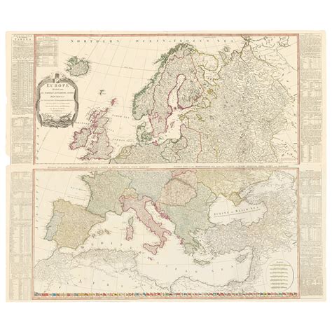 Two Part Large Hand Colored Map Of Europe From 1798 At 1stdibs