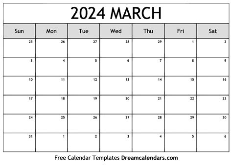 March 2024 Printable Calendar Pdf March 2024 Online Printable