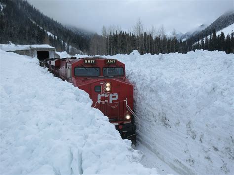 Canadian Pacific Train Moving Through An Avalanche This Week In British