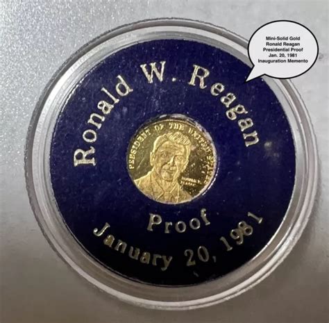 Cool Solid 24k Gold 1981 Ronald Reagan Inaugural Proof Coin O3 Grams