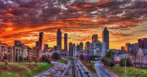 Majestic Rush Hour Atlanta Downtown Sunset Art Photograph By Reid Callaway