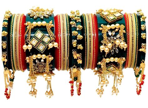 Buy Gdm Creation Handcrafted Rajasthani Rajwadi Chuda Latkan Chuda Set For Bridal Pearl Kundan