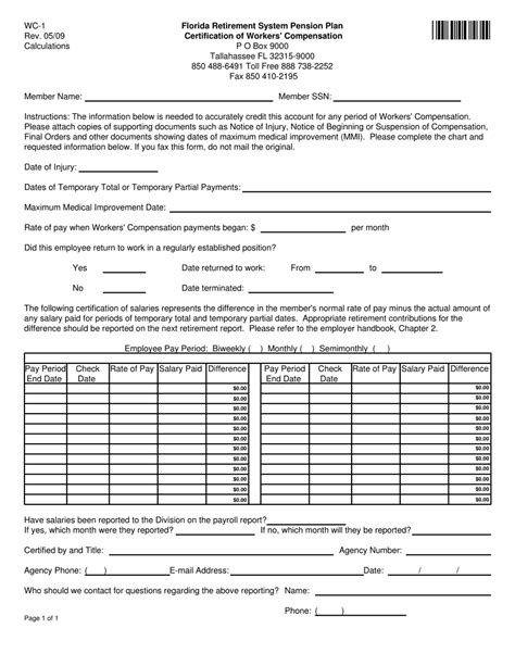 Form Wc 1 Fill Out Sign Online And Download Fillable Pdf Florida