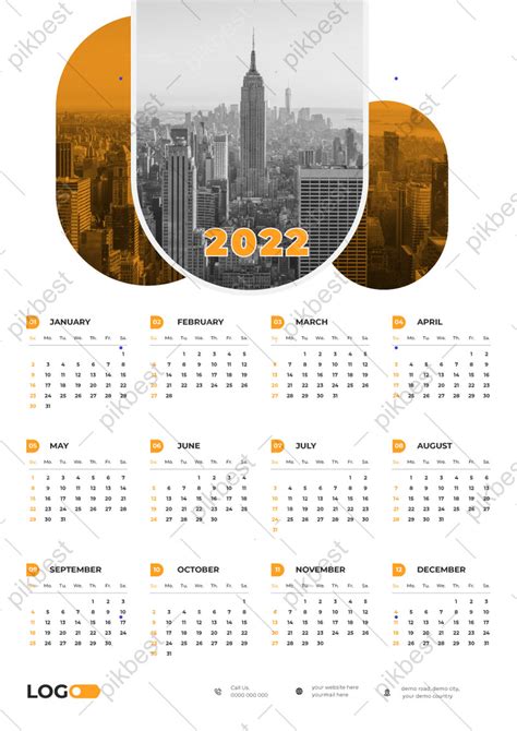 Gambar 2022 Templat Desain Kalender Dinding Satu Halaman Ai Unduhan