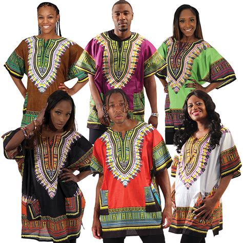 Set Of 6 Traditional Print Dashikis Unisex Clothing African Fashion