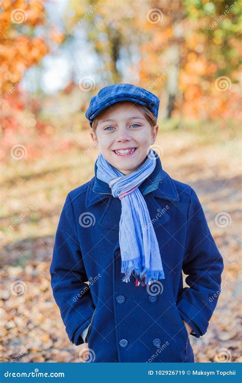 Cute Little Kid Boy Enjoying In Autumn Park Stock Image Image Of