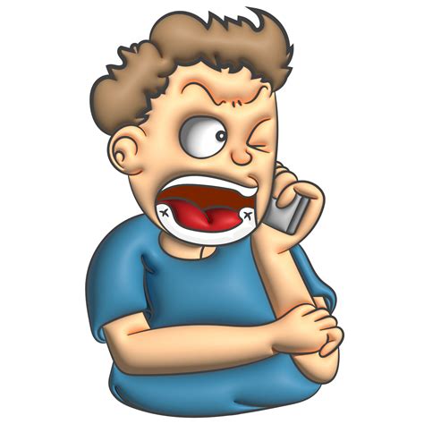 Funny Face Cartoon Man Talking Phone Gesture 26803728 Png