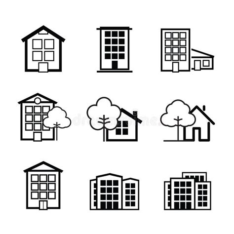 Set Of Black House Icon Vector Illustration Stock Illustration