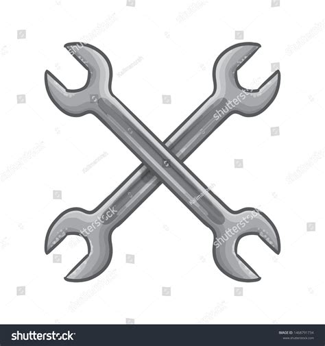 Drawing Crossed Wrenches Vector Illustration Stock Vector Royalty Free