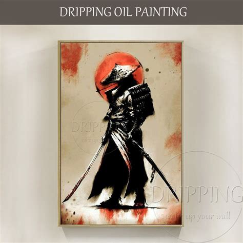 Artist Hand Painted High Quality Japanese Swordsman Oil Painting On