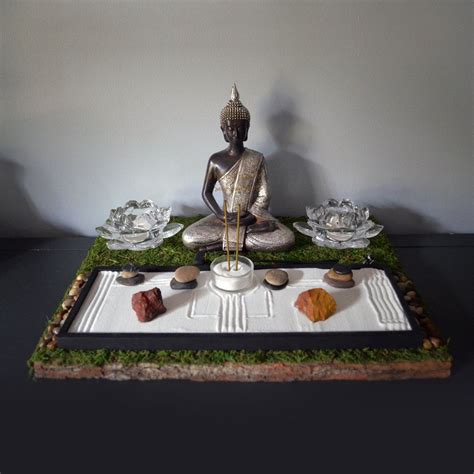 Meditating Buddha Statue Buddhist Altar Table By Neonfoxart Zen