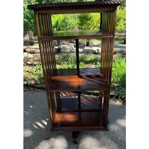 Antique Oak 3 Tier Revolving Bookcase Of Quartersawn Oak Chairish