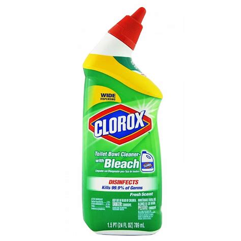 If you clean a surface with a product that contains bleach or toilet cleaner, make sure the surface is completely rinsed and dried before using another product. Clorox Toilet Bowl Cleaner with Bleach, Fresh Scent 24 oz ...