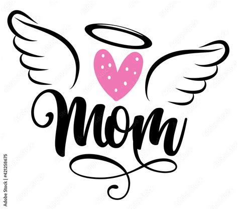 Angel Mom Hand Drawn Beautiful Memory Phrase Rest In Peace Rip Memory Love Your Mother