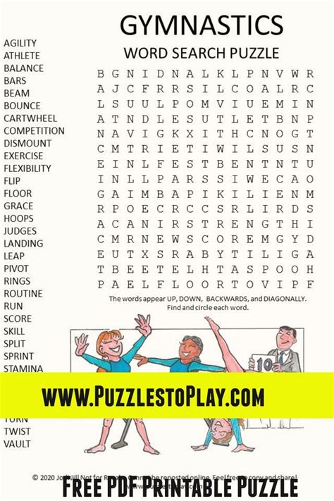 Gymnastics Word Search Puzzle Puzzles To Play Kids