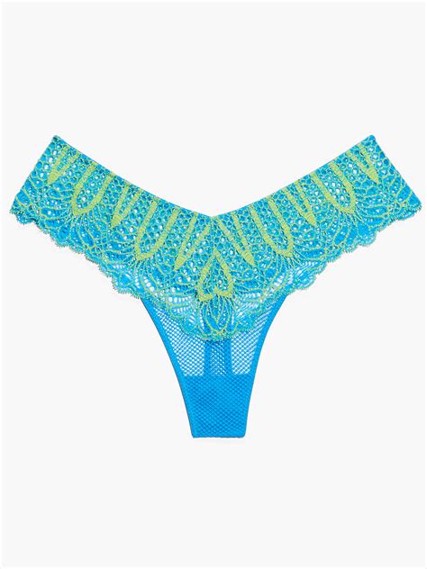 Stranded In Lace Crochet Thong In Blue And Green And Multi Savage X Fenty