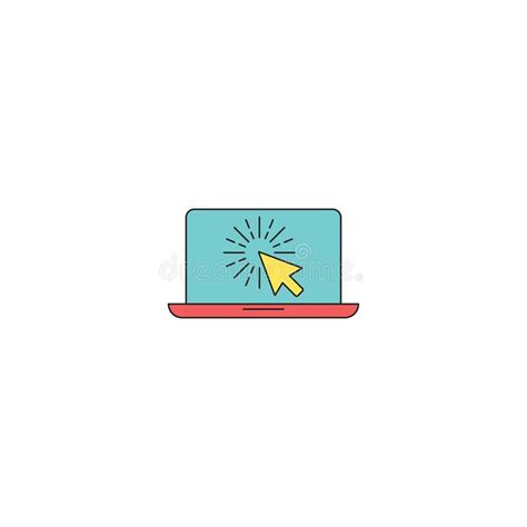 Laptop Cursor Click Vector Icon Symbol Isolated On White Background
