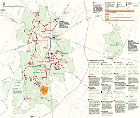 Auto Tour Detour Map Gettysburg National Military Park Us National