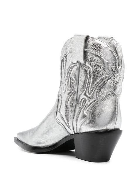Reformation Silver Tone Otto Metallic Cowboy Boots Modesens