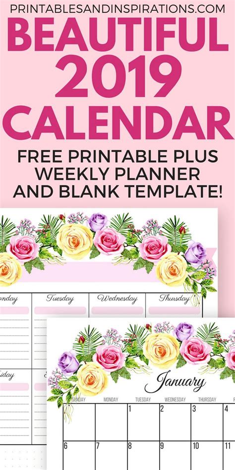 Free Printable Planner 2019 Calendar 2019 Monthly Planner Free 2019