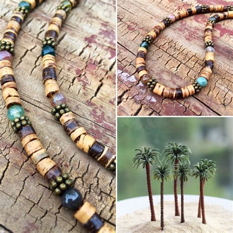 Mens Beaded Necklace Mens Beach Necklace Rustic Necklace Etsy Mens