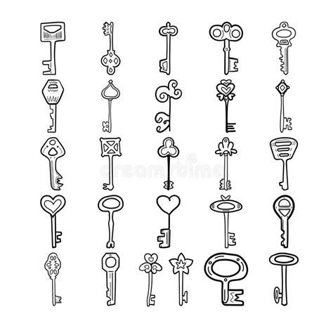 Set Keys Line Drawing Stock Illustrations 207 Set Keys Line Drawing