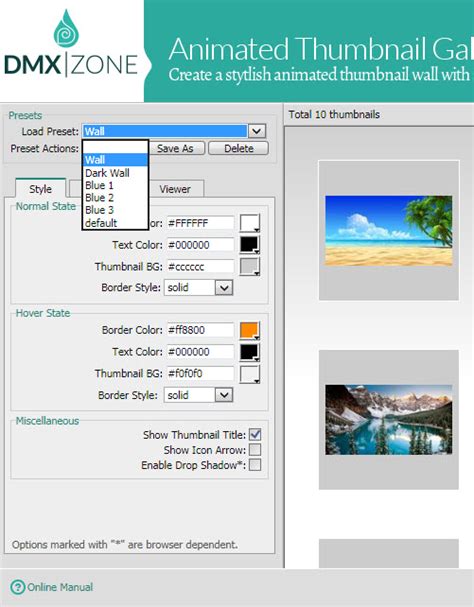 Animated Thumbnail Gallery 2 Features In Detail Dmxzonecom