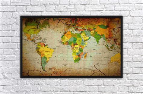 Quadro Decorativo Mapa Mundo Decoração Com Moldura Elo