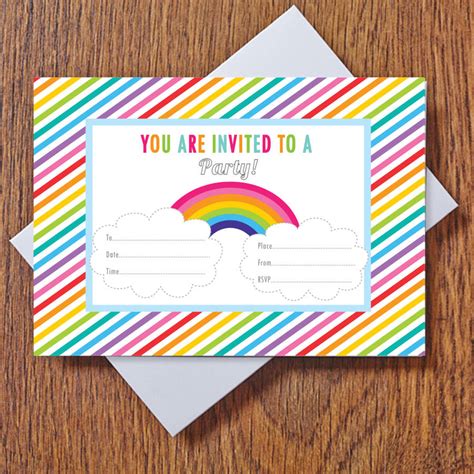 Rainbow Party Invitations By Feather Grey Parties