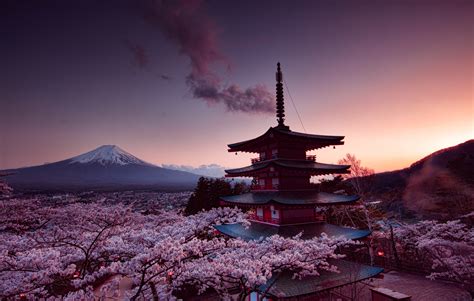 Churei Tower Mount Fuji In Japan 8k Hd Nature 4k