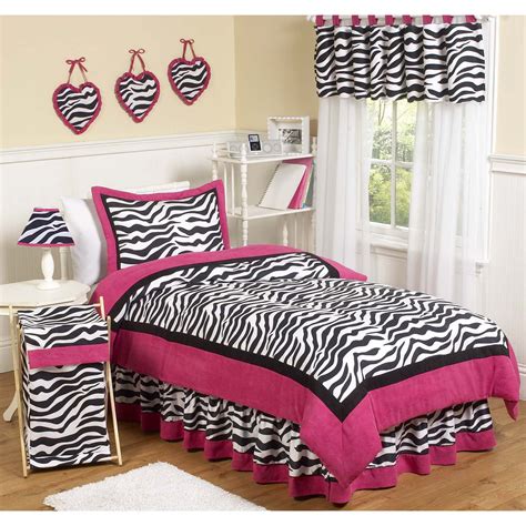 shop sweet jojo designs pink black white zebra print 3 piece girl s full queen size bedding