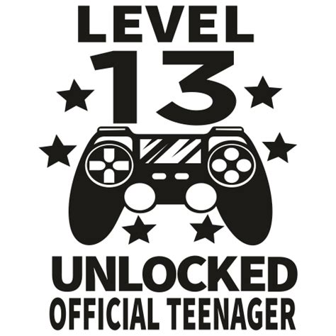 13 Birthday Video Game Logo Svg Level 13 Unlocked Official Teenager