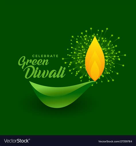 Happy Green Diwali Celebration With Eco Friendly Vector Image
