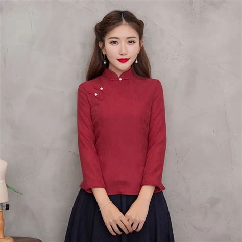 Cheongsam Top Chinese Shirt Cheap T Shirts Womens Shirts Chinese