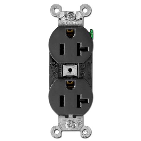 Black 20a Duplex Outlet Receptacle Hubbell 5352