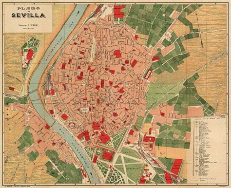Map Of Sevilla Old City Plan Restored Sevilla Map Etsy Map Sevilla