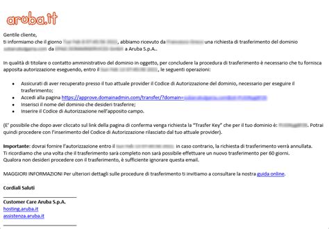 Accettare Il Trasferimento Verso Aruba Di Un Dominio Con Estensione