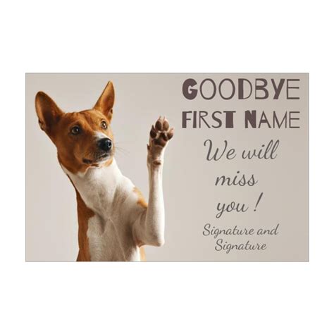 Card Farewell Goodbye Dog Brown White Free Template Card 3832