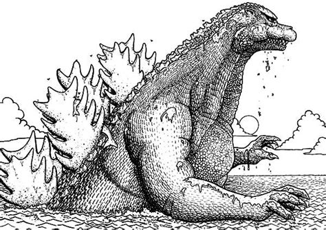 Top 15 planet earth coloring pages for kids: Godzilla, : Godzilla Walking in the Sea Coloring Pages | Monster coloring pages, Scary sea ...