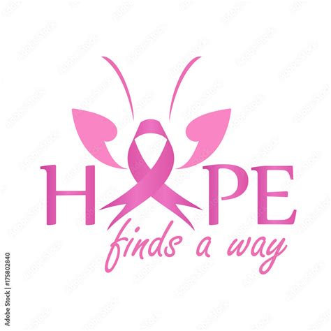 Hope Finds A Way Pink Ribbon With Butterfly To Symbolize Breast Cancer