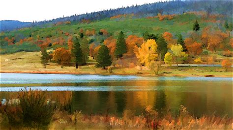 Autumn Lake Color Painting By Douglas Moorezart