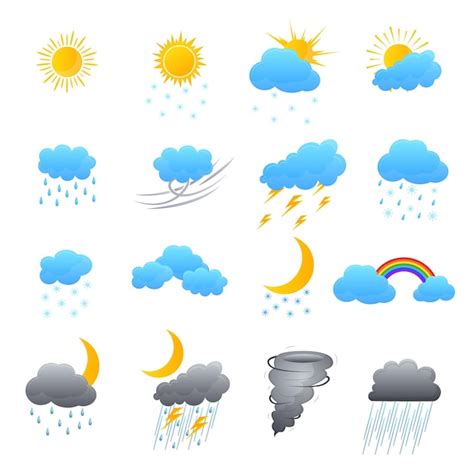 Premium Vector Cartoon Weather Color Icons Set Meteorology Forecast