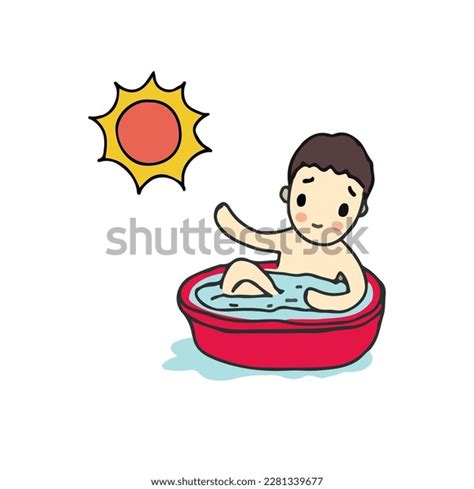 Cute Little Boy Bathing Bathtub Summer Stock Vector Royalty Free