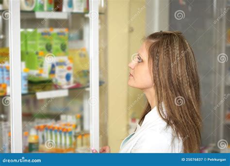 Pharmacy Chemist Woman In Drugstore Stock Image Image Of Lady